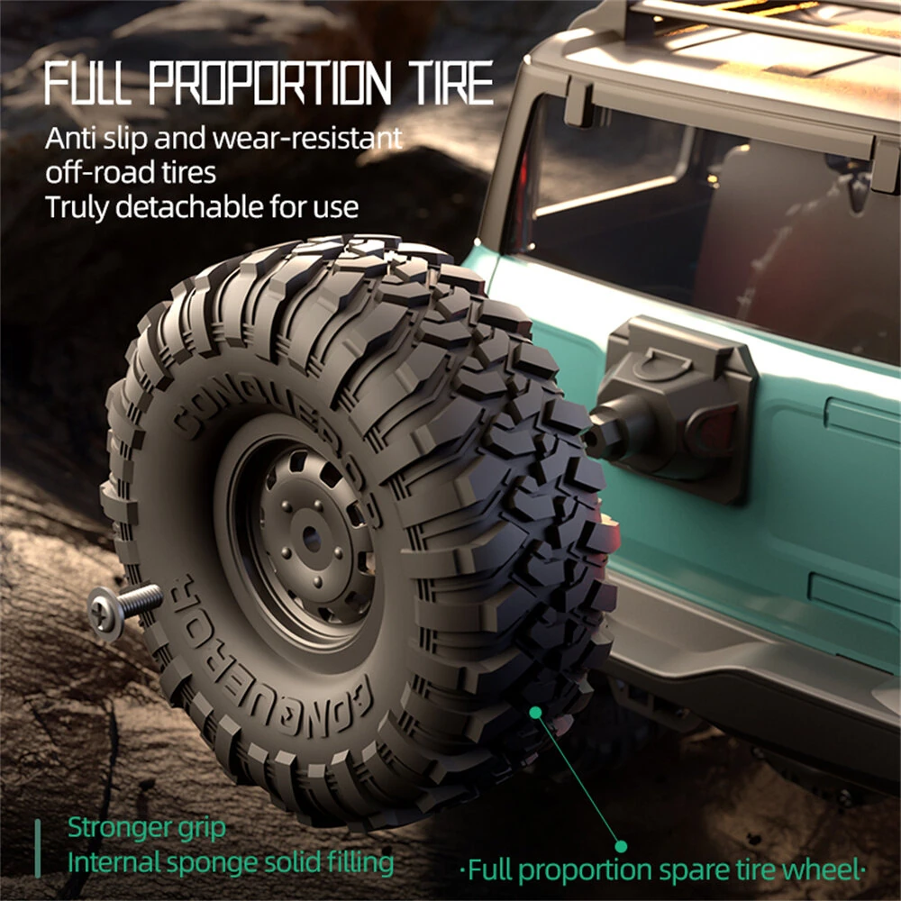 HB Toys RTR R1601/2/3 1/16 2.4G 4WD RC Car Full Proportional Rock Crawler LED Light Off-Road Climbing Truck Vehicles Models Toys — view 9