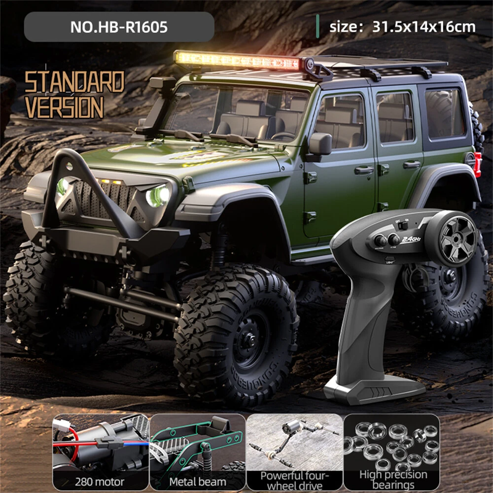 HB Toys RTR R1604/5/6 1/16 2.4G 4WD RC Car Full Proportional Rock Crawler LED Light Off-Road Climbing Truck Vehicles Models Toys — view 10