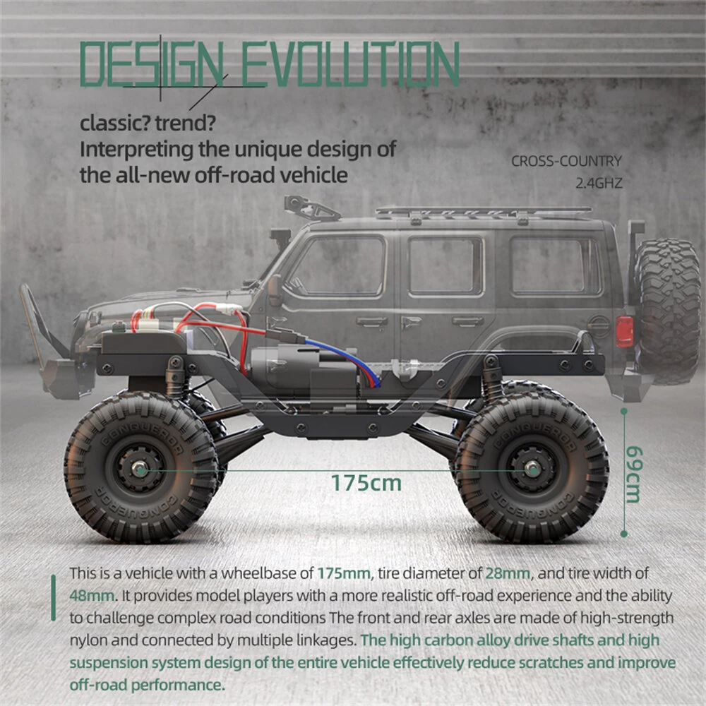 HB Toys RTR R1604/5/6 1/16 2.4G 4WD RC Car Full Proportional Rock Crawler LED Light Off-Road Climbing Truck Vehicles Models Toys — view 7