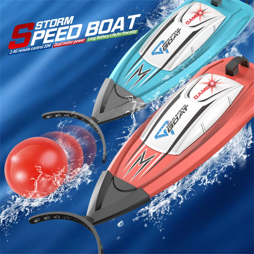 HC 804 2.4G Mini Remote Control High Speed RC Boat LED Light Palm Summer Waterproof Toy Dual Motors Pool Lakes Vehicles Models — view 2