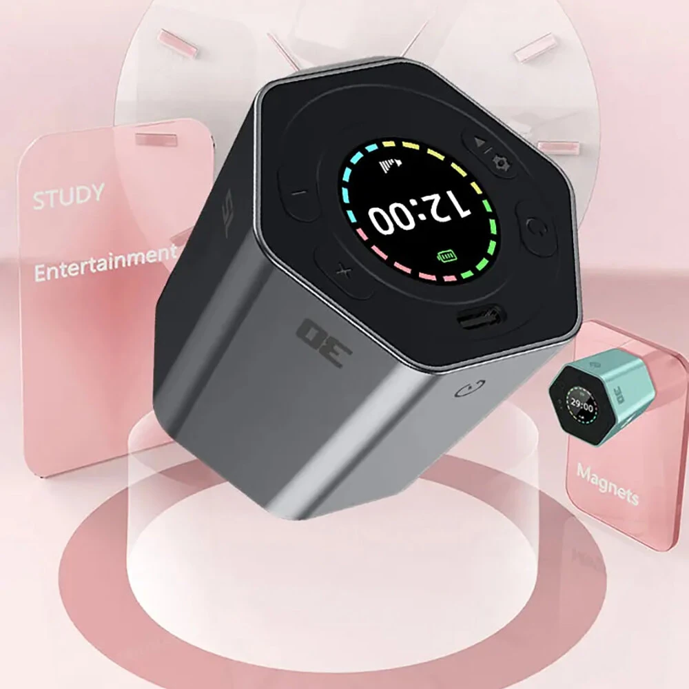 Hexagon Digital Clock Timer Magnet Cube Timer Kitchen Hexagon Flip Timer for Study Cooking Training Easy to Use Magnetic — view 5