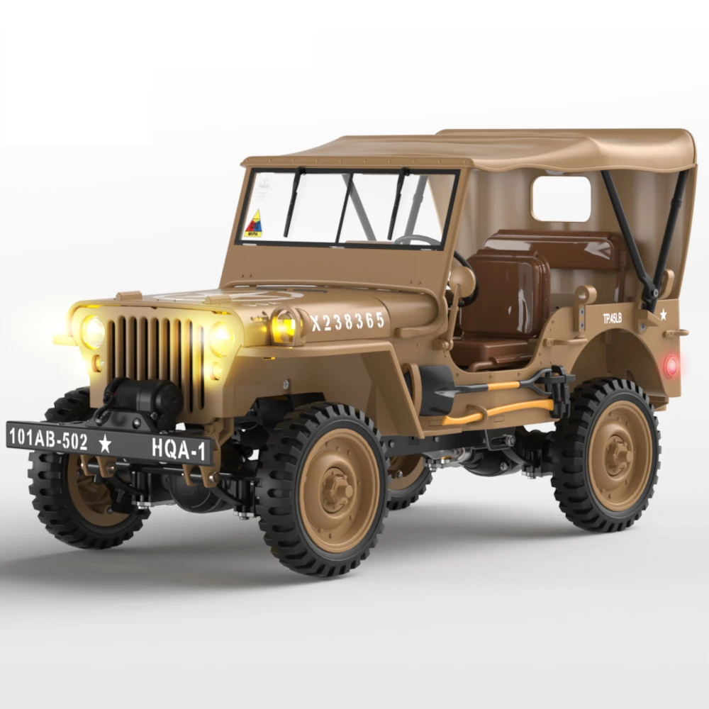 HG TRASPED HG4-58 RTR 1/14 2.4G 4WD RC Car Willys Military Truck for Jeep Off-Road Climbing LED Light Sound Winch Two Speed Metal Frame Rock Crawler Full Proportional Vehicles Models Toys — view 2