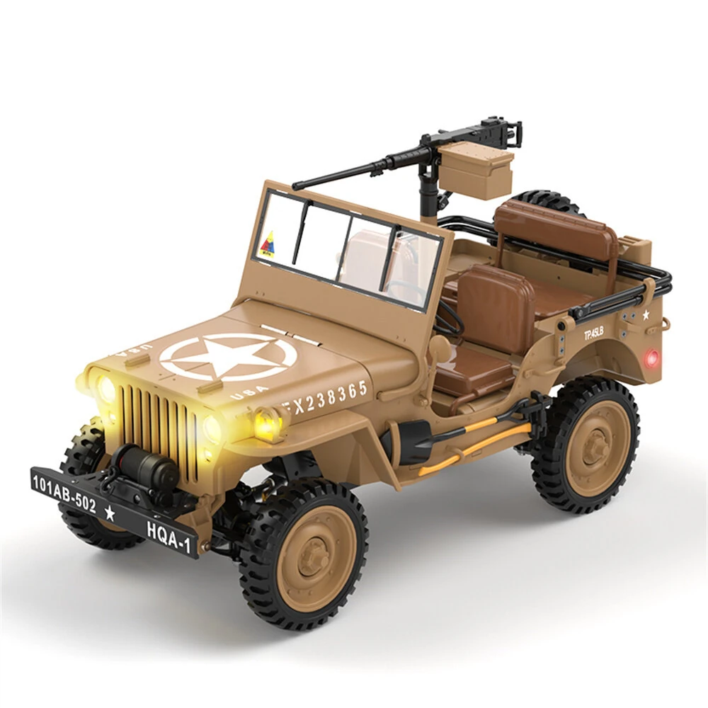 HG TRASPED HG4-58 RTR 1/14 2.4G 4WD RC Car Willys Military Truck for Jeep Off-Road Climbing LED Light Sound Winch Two Speed Metal Frame Rock Crawler Full Proportional Vehicles Models Toys — view 3