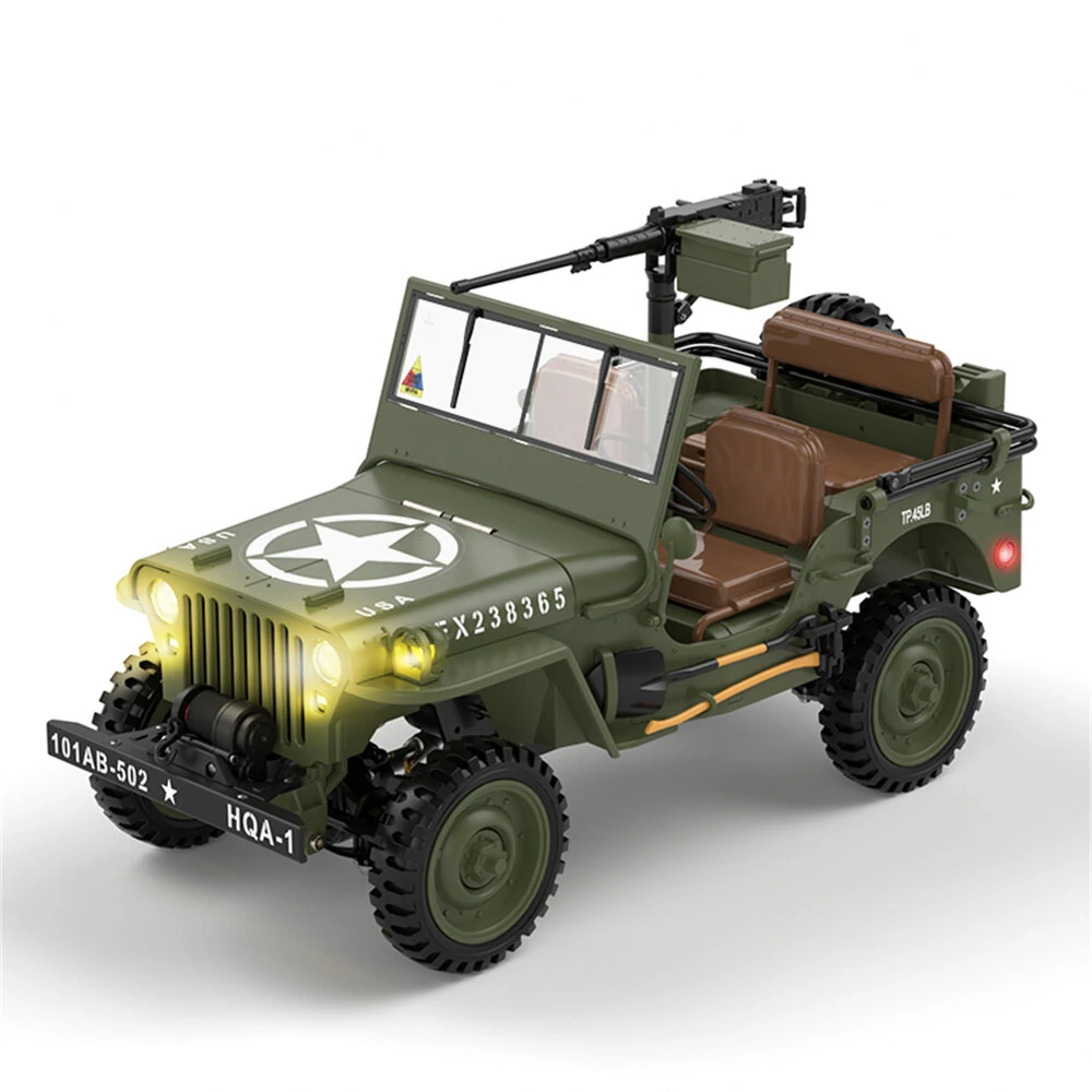 HG TRASPED HG4-58 RTR 1/14 2.4G 4WD RC Car Willys Military Truck for Jeep Off-Road Climbing LED Light Sound Winch Two Speed Metal Frame Rock Crawler Full Proportional Vehicles Models Toys — view 5