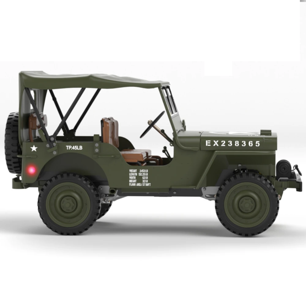 HG TRASPED HG4-58 RTR 1/14 2.4G 4WD RC Car Willys Military Truck for Jeep Off-Road Climbing LED Light Sound Winch Two Speed Metal Frame Rock Crawler Full Proportional Vehicles Models Toys — view 6