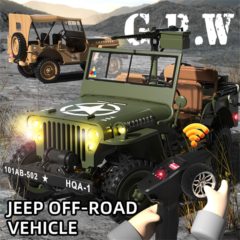 HG TRASPED HG4-58 RTR 1/14 2.4G 4WD RC Car Willys Military Truck for Jeep Off-Road Climbing LED Light Sound Winch Two Speed Metal Frame Rock Crawler Full Proportional Vehicles Models Toys — view 7