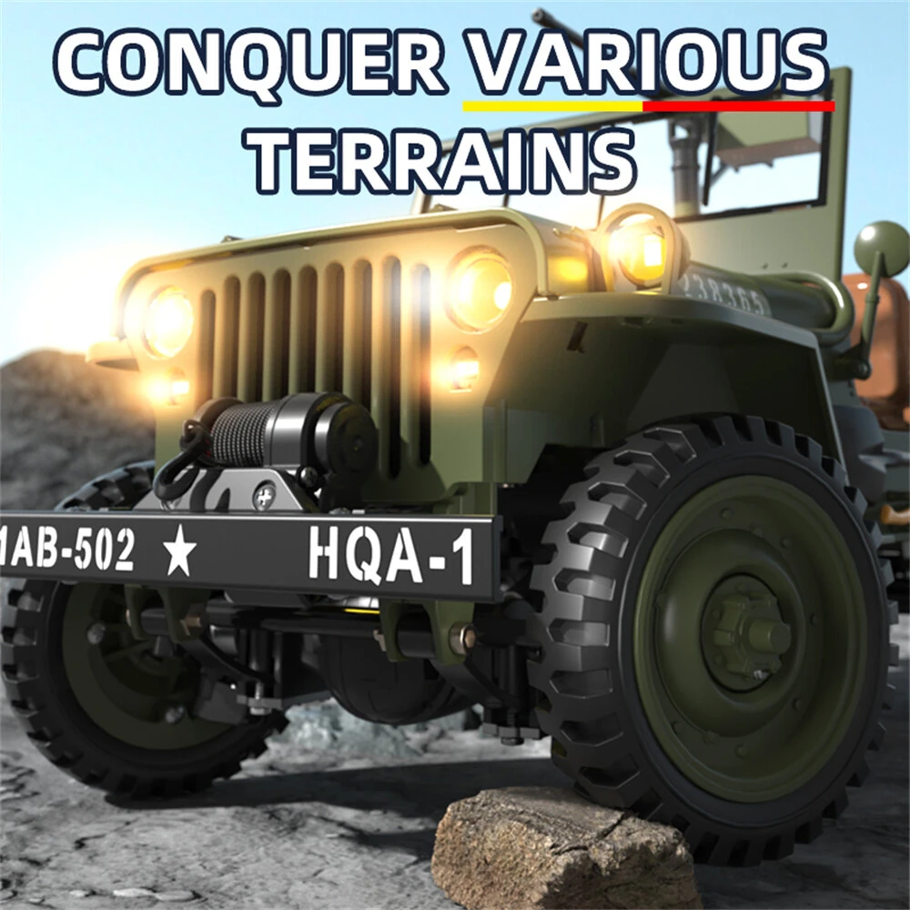 HG TRASPED HG4-58 RTR 1/14 2.4G 4WD RC Car Willys Military Truck for Jeep Off-Road Climbing LED Light Sound Winch Two Speed Metal Frame Rock Crawler Full Proportional Vehicles Models Toys — view 8