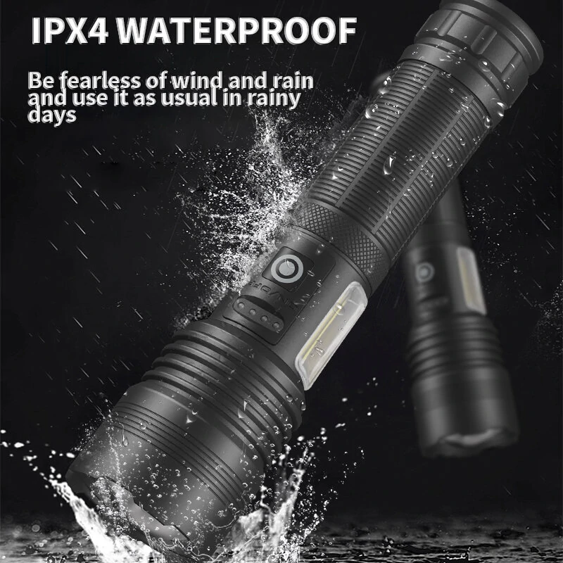High Power XHP70 Rechargeable LED Flashlight Side Light COB Red And White Light Waterproof Torch Telescopic Zoom USB Hand Lantern For Camping Outdoor Emergency Use — view 7