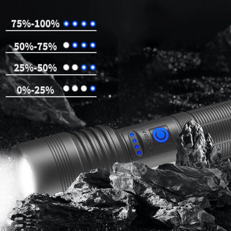 High Power XHP70 Rechargeable LED Flashlight Side Light COB Red And White Light Waterproof Torch Telescopic Zoom USB Hand Lantern For Camping Outdoor Emergency Use — view 8