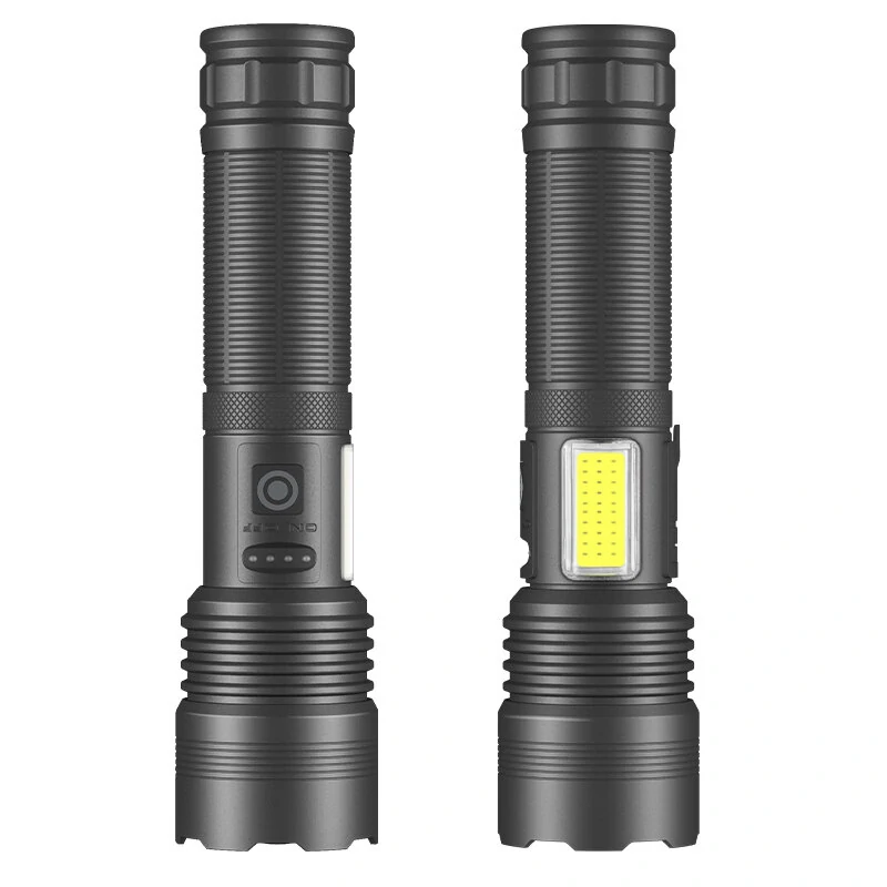 High Power XHP70 Rechargeable LED Flashlight Side Light COB Red And White Light Waterproof Torch Telescopic Zoom USB Hand Lantern For Camping Outdoor Emergency Use — view 9