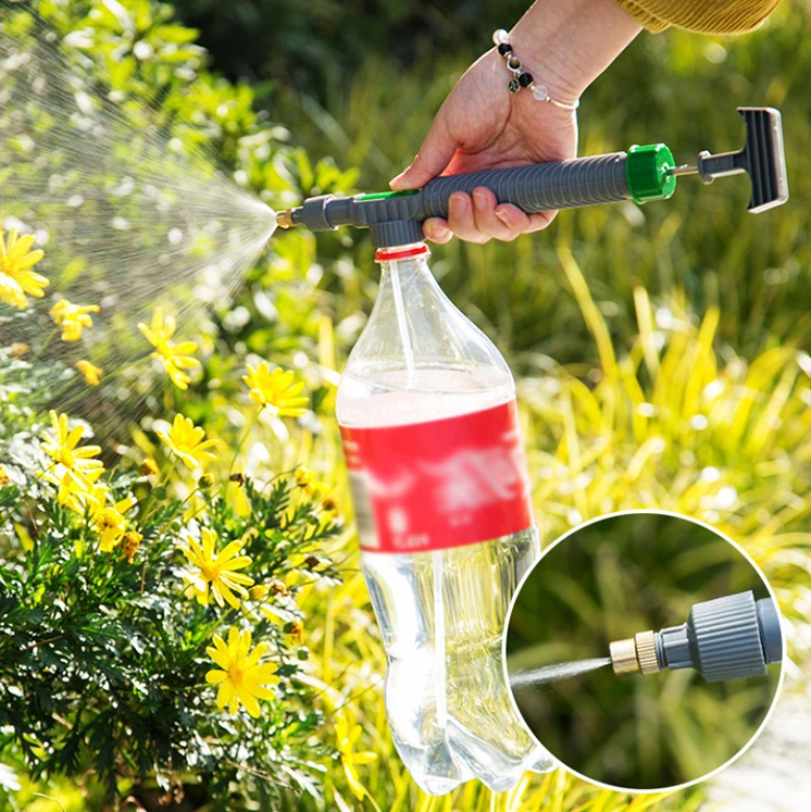 High Pressure Air Pump Manual Sprayer Adjustable Drink Bottle Spray Head Nozzle Garden Watering Tool Sprayer Agriculture Tools — view 2