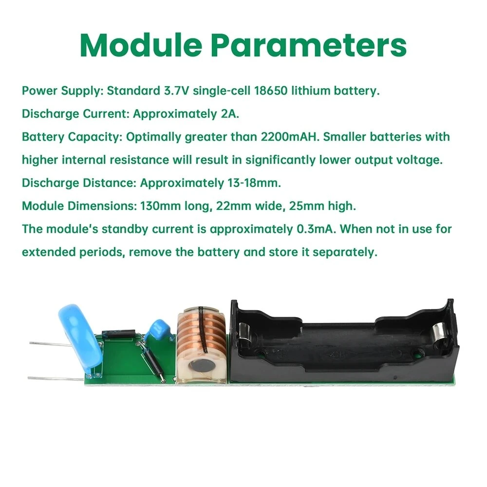 High Voltage Module 20KV 40KV Adjustable Output Compact Design Lithium Battery Powered Boost Coil Powerful Pulse Discharge Suitable for Experimental Equipment and High Power Applications — view 5
