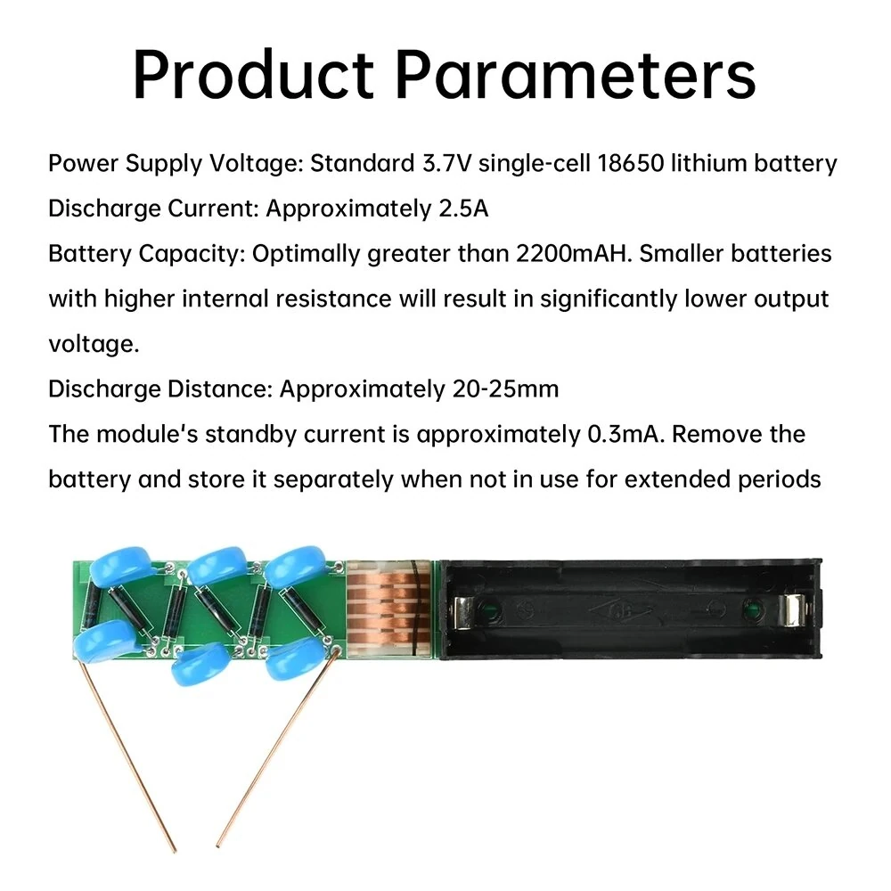 High Voltage Module 20KV 40KV Adjustable Output Compact Design Lithium Battery Powered Boost Coil Powerful Pulse Discharge Suitable for Experimental Equipment and High Power Applications — view 7