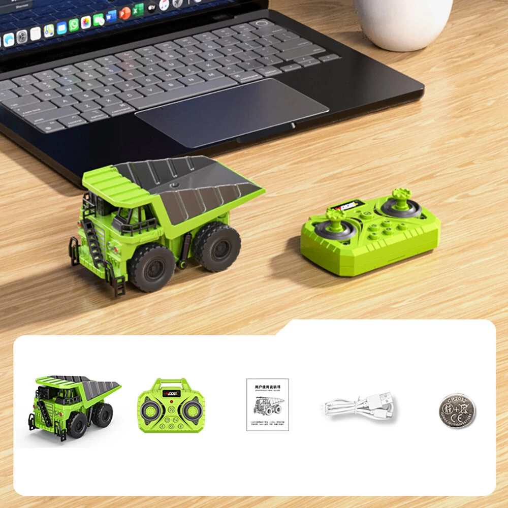 HJ2025-3D RTR 1/64 2.4G Mini RC Car Dump Support App Remote Controlled Engineering Vehicle Desktop Toys Model Collection Gift For Boys — view 3