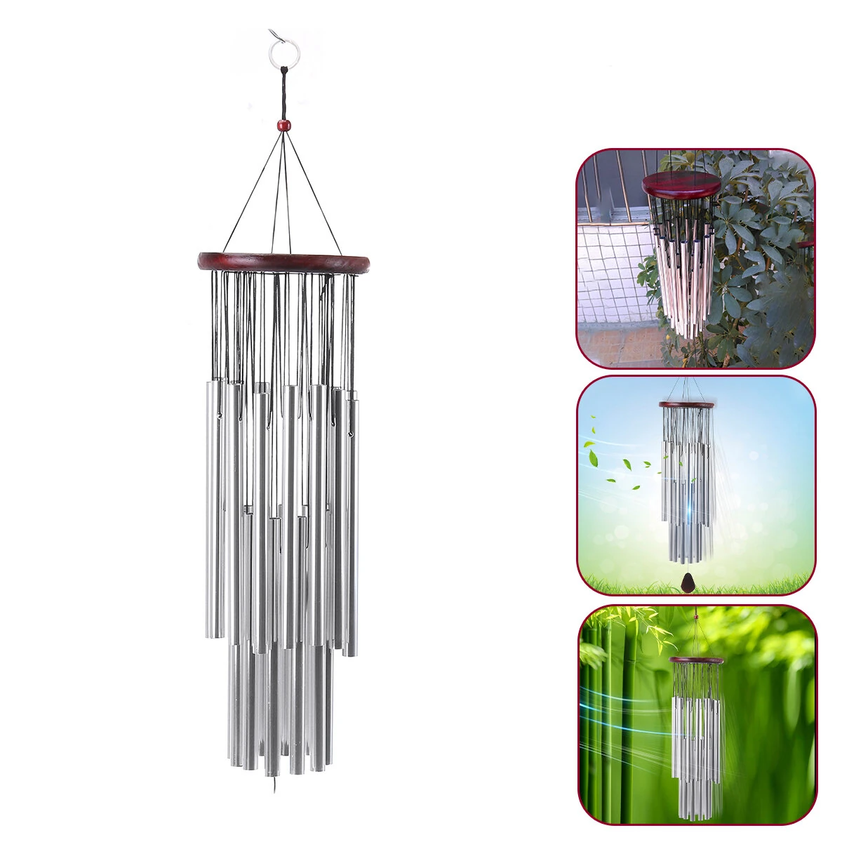 Home 27 Silver Tubes Wind Chimes Church Bells Hanging Decorations — view 2