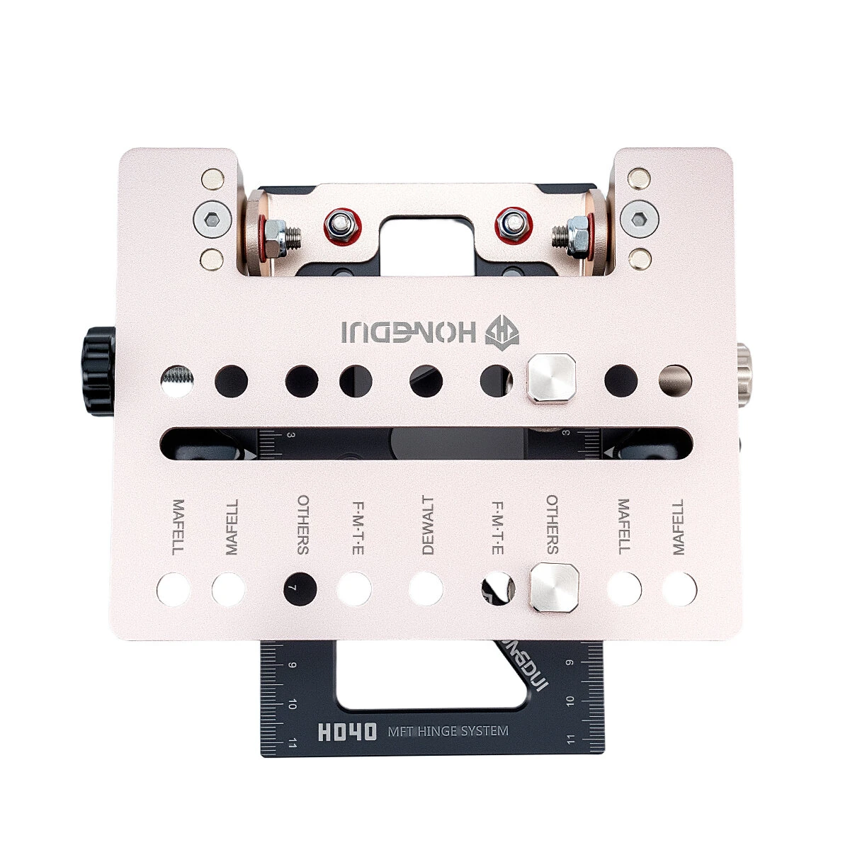 HONGDUI H040 BenchTop Quick Mount Hinge System Universal Aluminum Stainless Steel Compatible with Tracks Featuring T-Slot Precision Machined Quad Setup for Woodworking and Routing — view 2