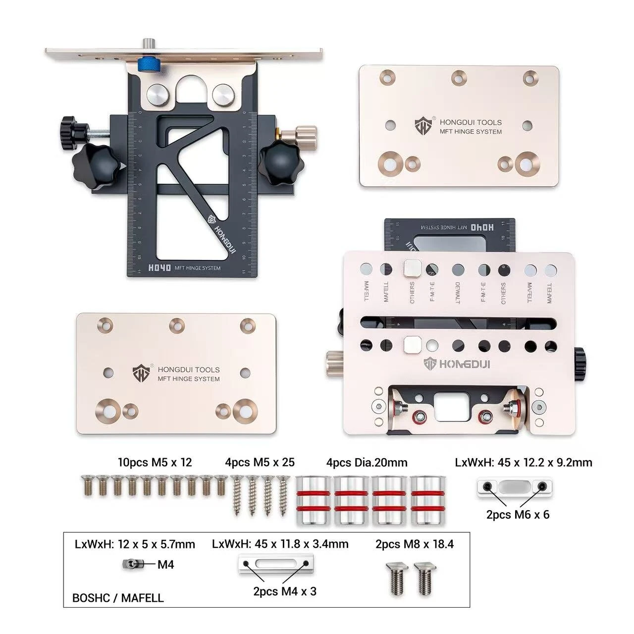 HONGDUI H040 BenchTop Quick Mount Hinge System Universal Aluminum Stainless Steel Compatible with Tracks Featuring T-Slot Precision Machined Quad Setup for Woodworking and Routing — view 7