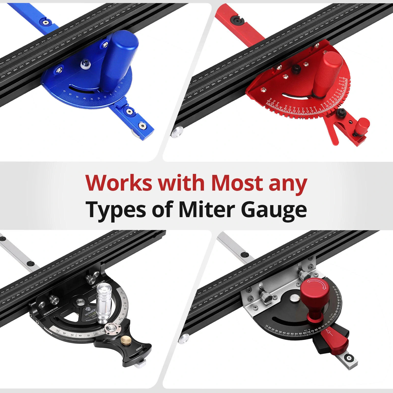 HONGDUI HD-KS22 Aluminum Miter Gauge Fence Extended Support for Woodworking Miter Gauge Table Saw Router Table — view 6