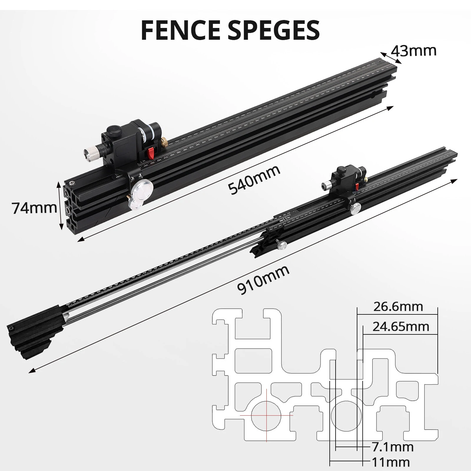 HONGDUI HD-KS22 Aluminum Miter Gauge Fence Extended Support for Woodworking Miter Gauge Table Saw Router Table — view 7