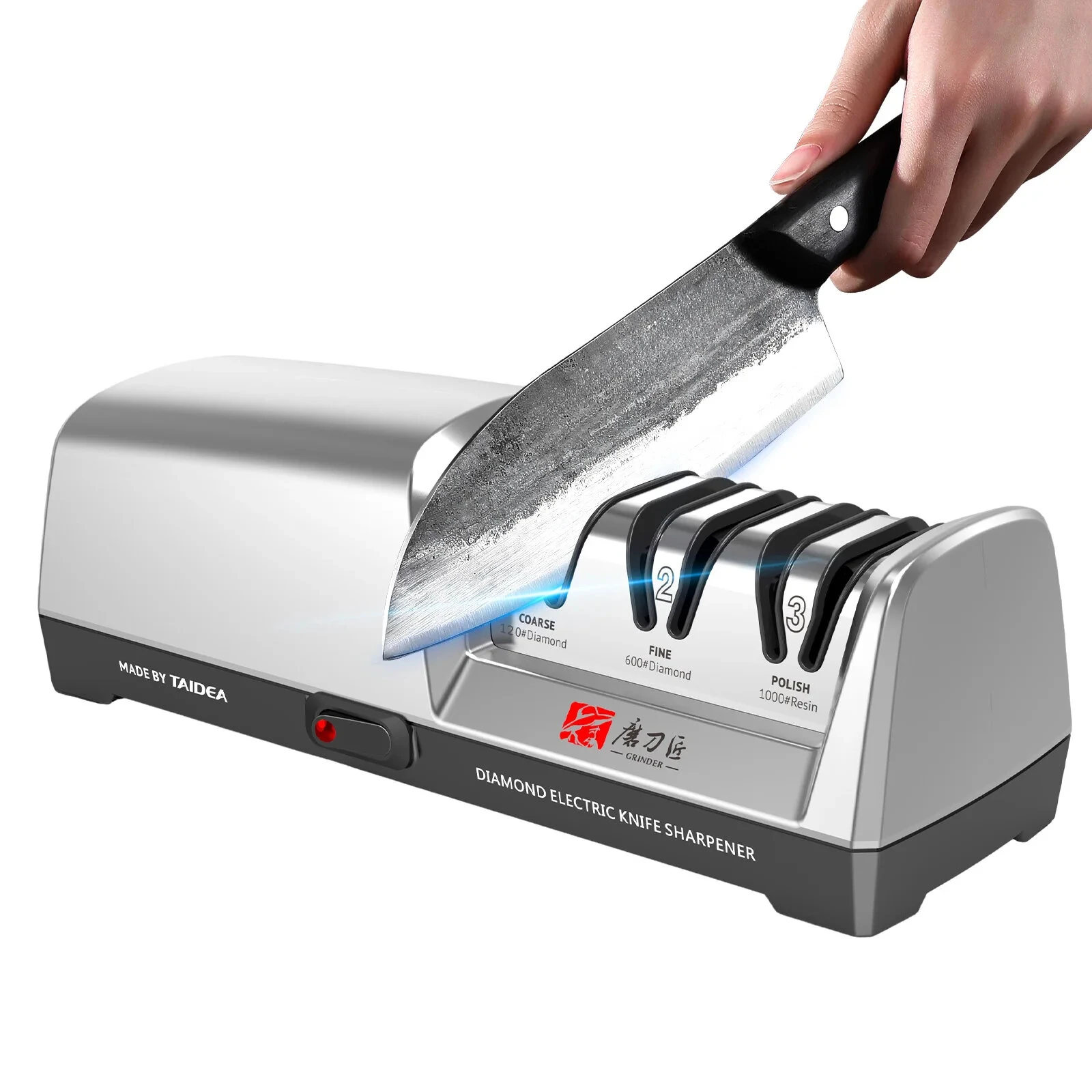 Household Automatic Multifunctional Quick Sharpener Electric Knife Sharpener 3-Stage System 15-20 Degrees Stainless Steel Kitchen Knive Sharpening Polishing — Household