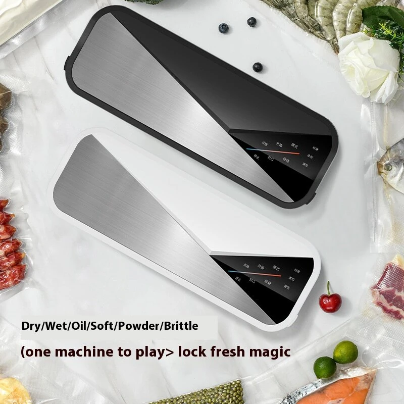 Household Automatic Vacuum Sealer Stainless Steel Digital Display Intelligent Touch Plastic Sealer Portable Kitchen Fresh-Keeping Machine — view 3