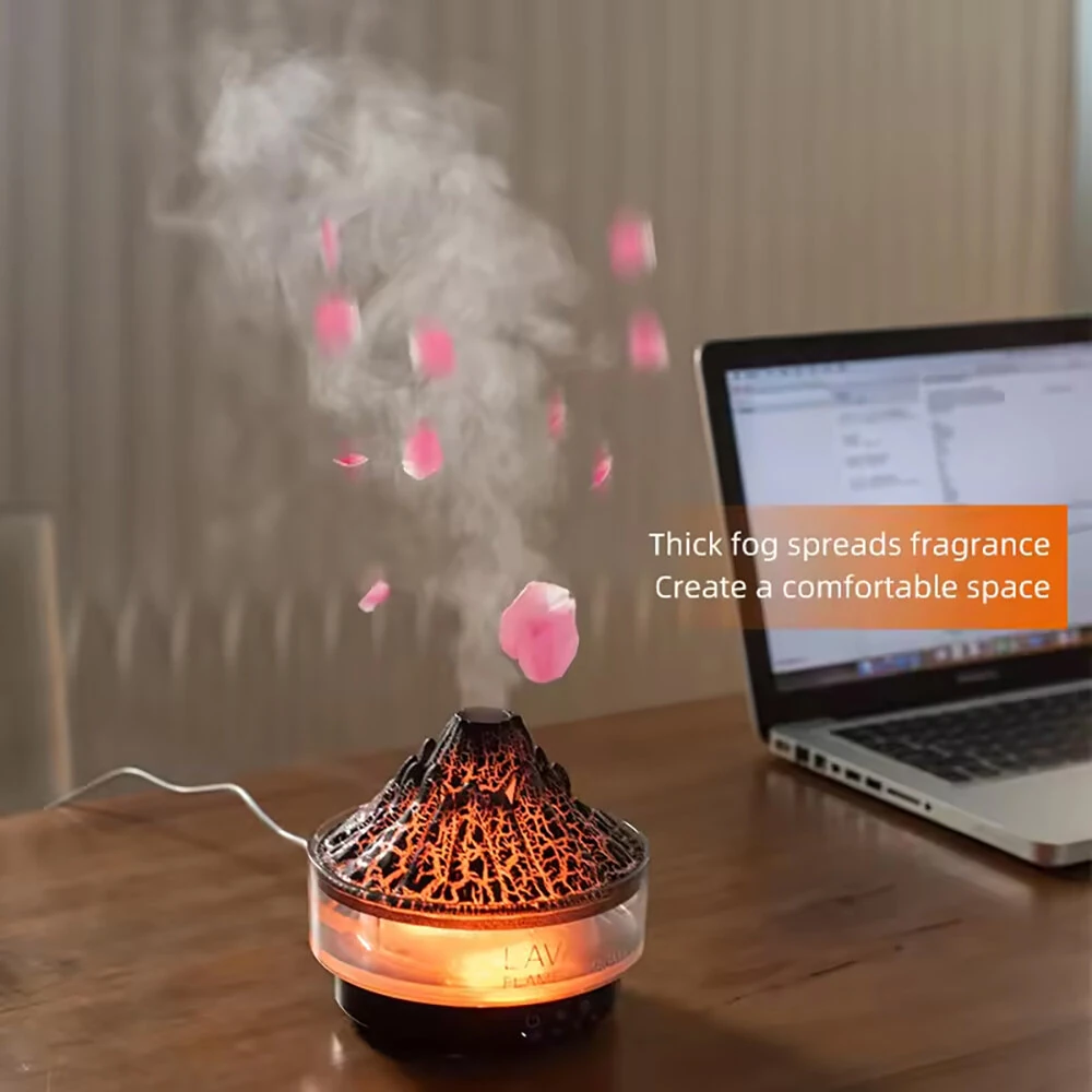Household Humidifier USB Colorful Simulation Flame Aromatherapy Machine Bedroom Remote Control Air Purification Humidification — view 6