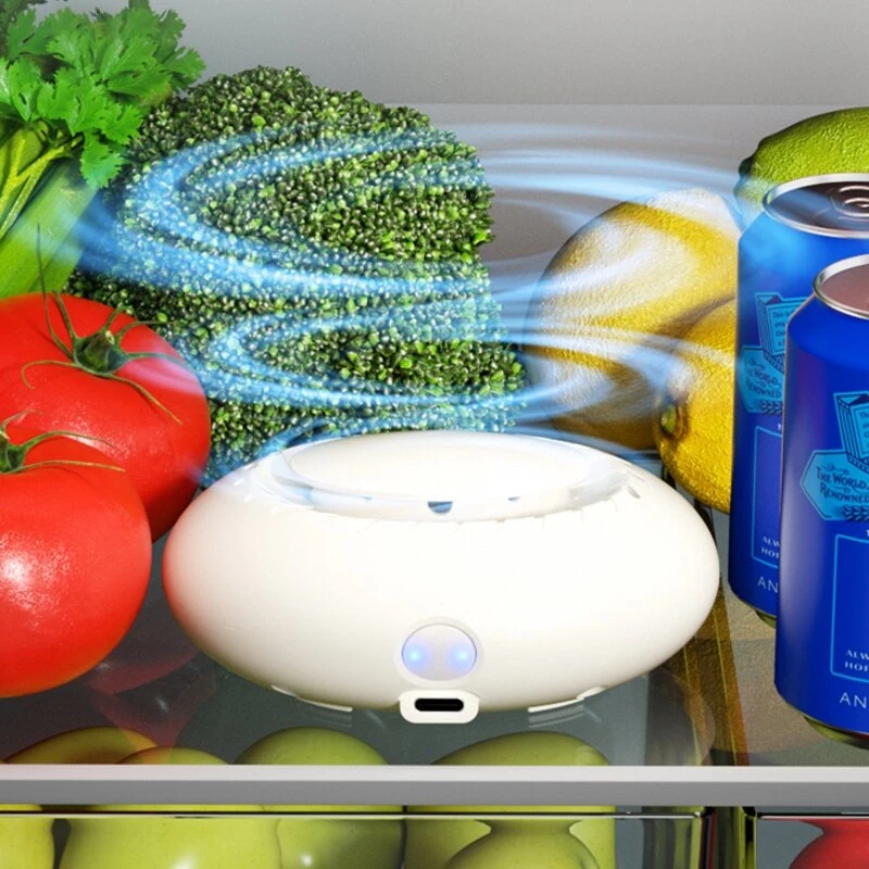Household Refrigerator Deodorizing Sterilizing Air Purifier 18650mAh 3 Mode Adjustment Intelligent Ozone Deodorizer Fresh-Keeping Sterilization Deodorizer — Household