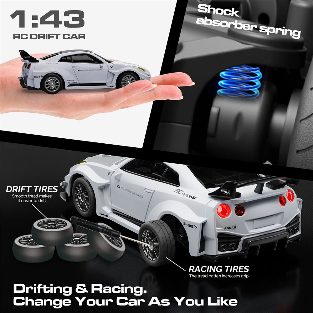 Hstar D43-01 RTR 1/43 2.4G 4WD Drift RC Car Gyro Mini Full Proportional Alloy Body Shell LED Light Remote Control High-Speed Motor On-Road Racing Vehicle Model Boys Gifts Toys — view 7