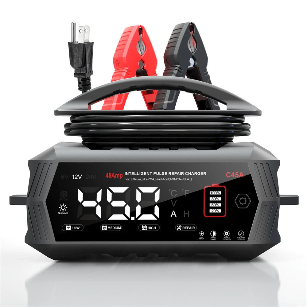 HTRC 45A 6V 12V 24V 9-Stage Battery Charger for Lifepo4 Lead Acid AGM GEL PB Lithium Batteries Repair C45A — view 2