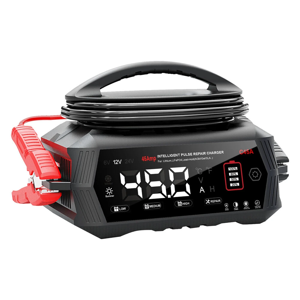 HTRC 45A 6V 12V 24V 9-Stage Battery Charger for Lifepo4 Lead Acid AGM GEL PB Lithium Batteries Repair C45A — view 3