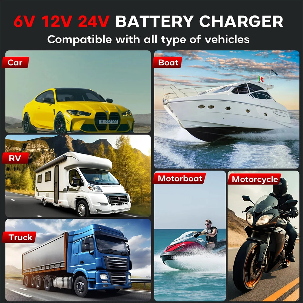 HTRC P40 40A  Battery Charger 6V 12V 24V Charger for Lithium LiFePO4 Lead-acid AGM GEL Battery 9-stage Car Motorcycle Charger — view 7