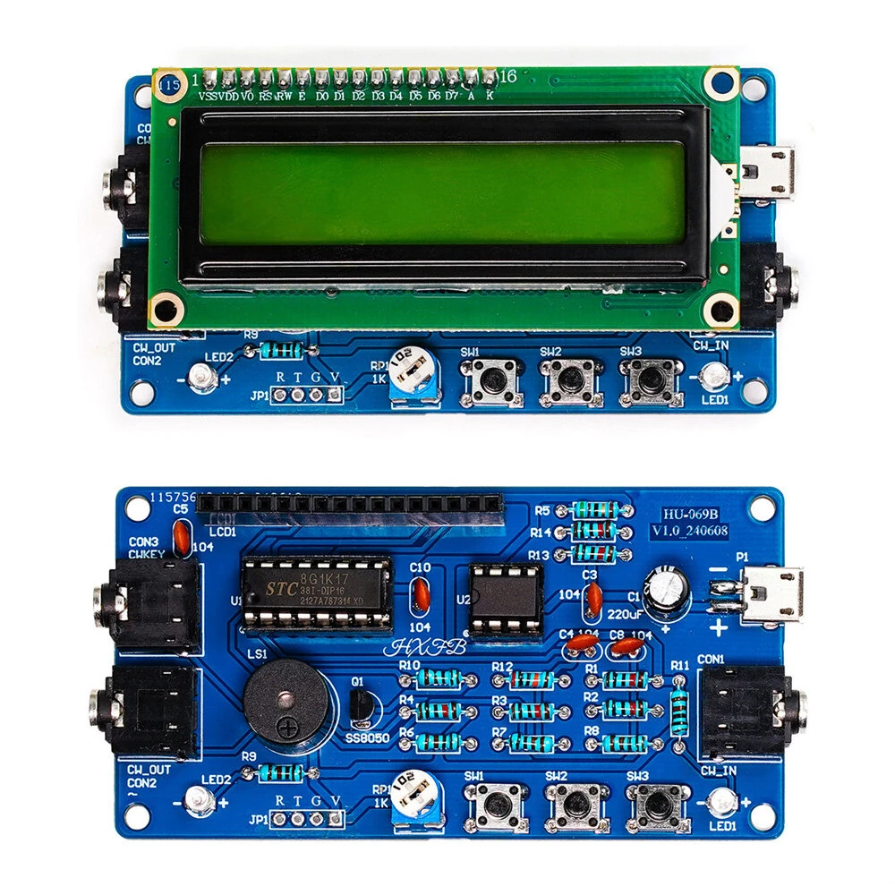 HU-069B CW Morse Code Decoder USB 5V Power Supply Adjustable Speed Audio Frequency Input External CW Key Buzzer Sound Radio Communication Kit — view 5