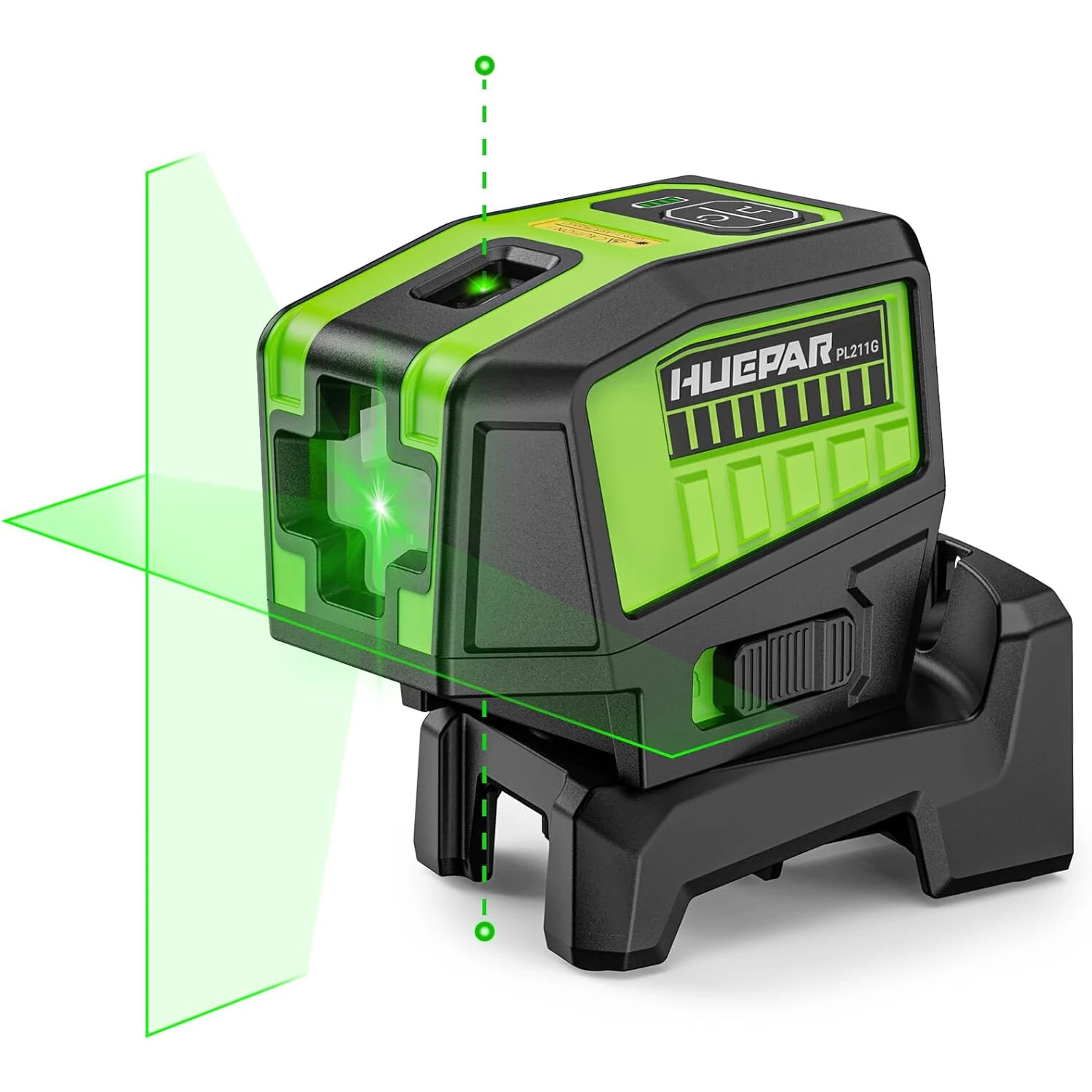 Huepar PL211G Laser Level Green Beam 2 Dots 2 Lines Self-Leveling Outdoor Pulse Mode Magnetic Mount Long Working Distance 98-164ft — Huepar