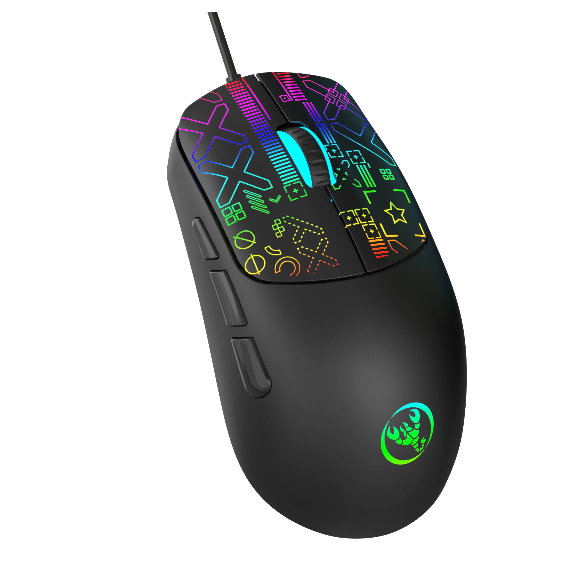 HXSJ S100 Wired Gaming Mouse 3600DPI RGB Backlit 6 Keys Ergonomic Matte Gaming Mice for PC Laptop Computer — view 3