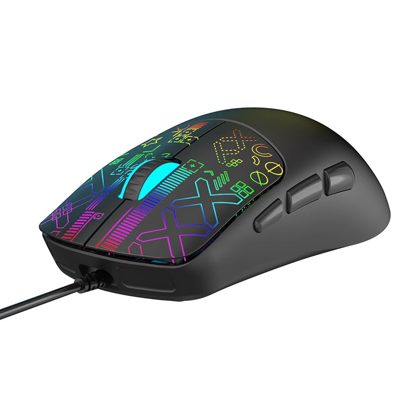 HXSJ S100 Wired Gaming Mouse 3600DPI RGB Backlit 6 Keys Ergonomic Matte Gaming Mice for PC Laptop Computer — view 6