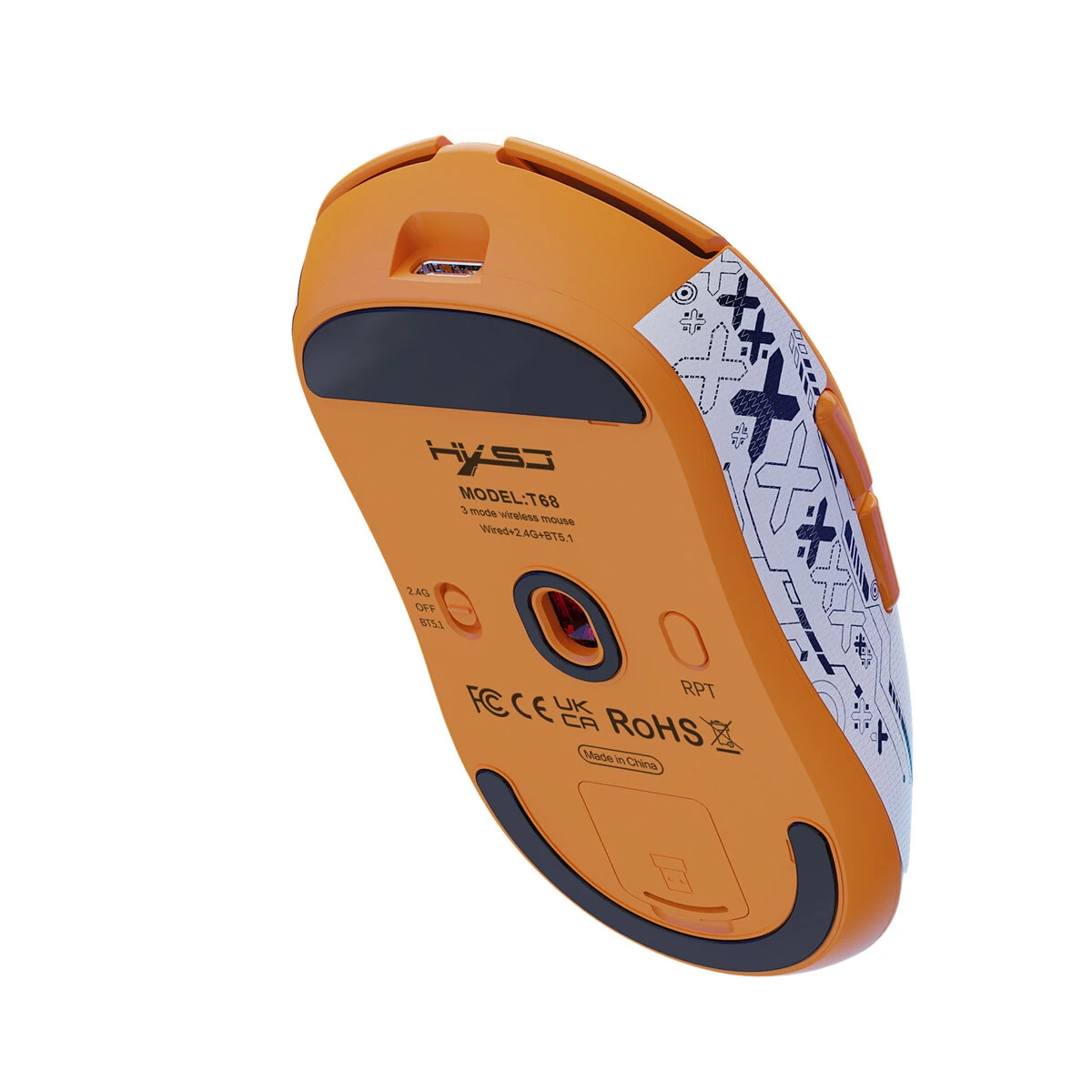 HXSJ T68 Tri-mode Wireless Gaming Mouse PAW3311 Sensor 18000DPI Gamer Mice 1K Return Rate 58g Lightweight — view 9