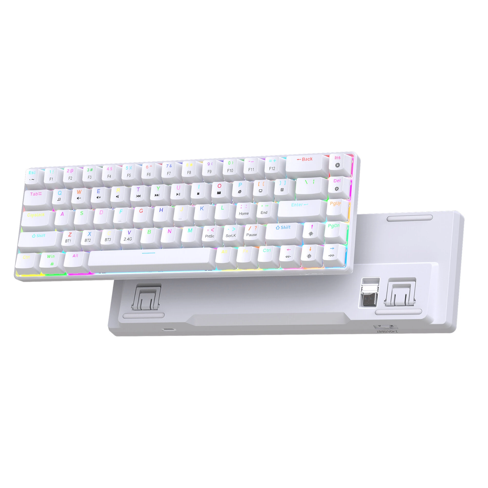 HXSJ V800 Tri-mode Wireless Mechanical Keyboard 68 Keys Hot-swappable RGB Backlight 2000mAh Rechargeable Type-C Gamer Keyboards — view 3