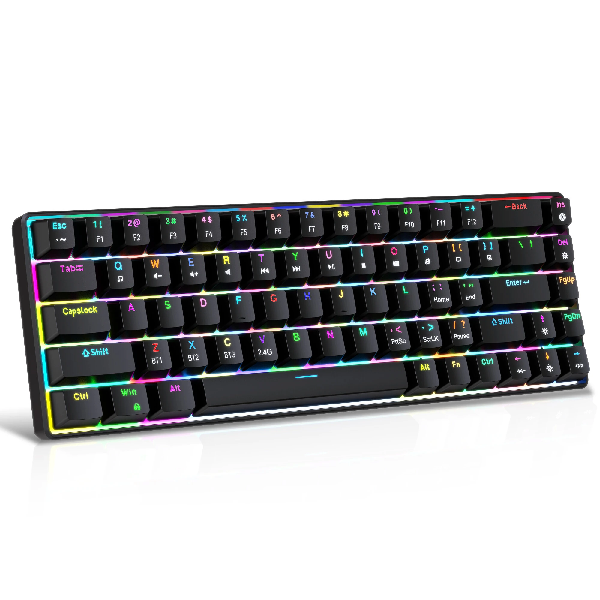 HXSJ V800 Tri-mode Wireless Mechanical Keyboard 68 Keys Hot-swappable RGB Backlight 2000mAh Rechargeable Type-C Gamer Keyboards — view 4