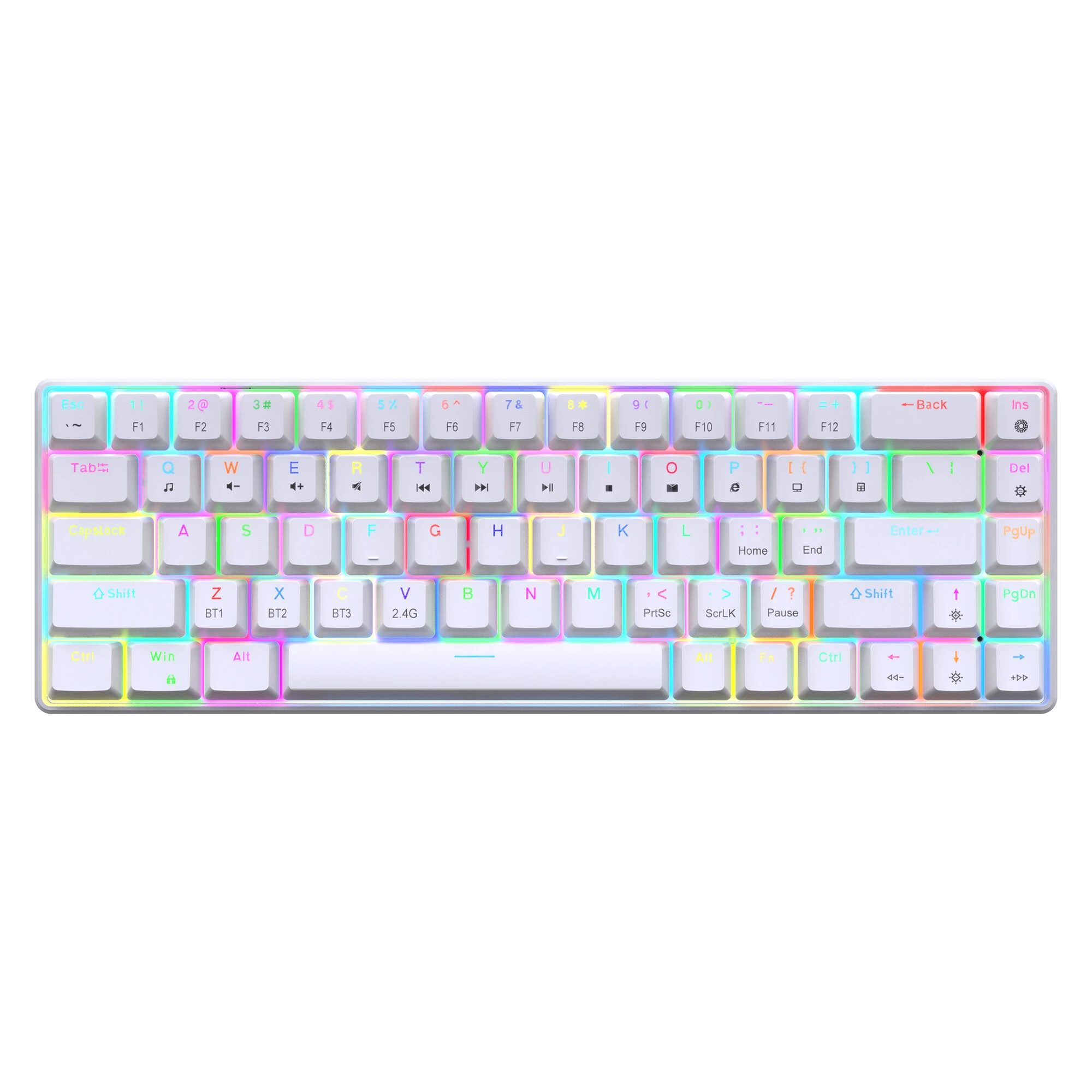 HXSJ V800 Tri-mode Wireless Mechanical Keyboard 68 Keys Hot-swappable RGB Backlight 2000mAh Rechargeable Type-C Gamer Keyboards — view 7