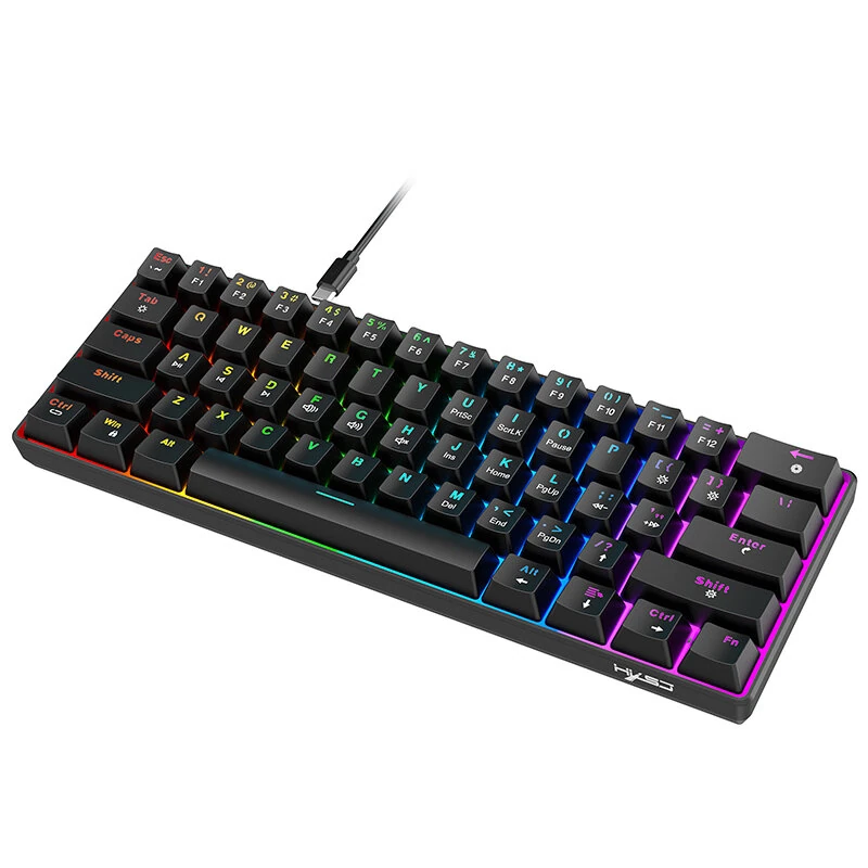 HXSJ V900 RGB Wired Mechanical Gaming Keyboard 61-Keys Hot-Swappable Red Switch Type-C Wired Gamer Keyboards for PC Laptop Computer — view 5