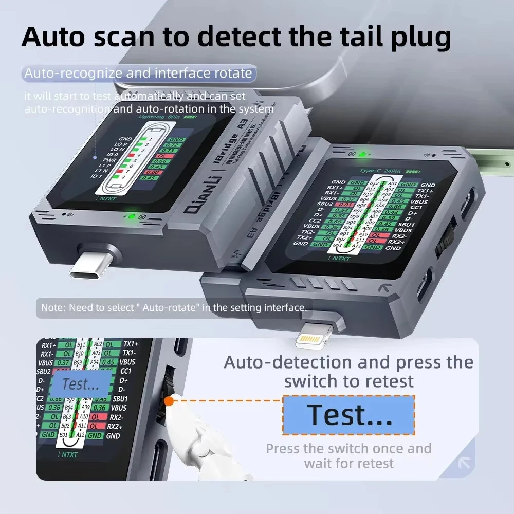 IBridge A3 Tail Plug Comprehensive Analysis Tester Multi-Device Compatibility Type-C USB Auto monitoring Portable Diagnostic Tool — view 3