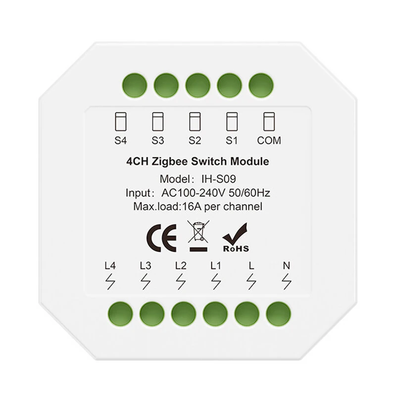 IH-S09 Tuya 1-4CH Zigbe Smart Switch Module 16A/Channel APP Remote Control Timer Schedule Countdown Functions Voice Control with Alexa Google Assistant — image 1