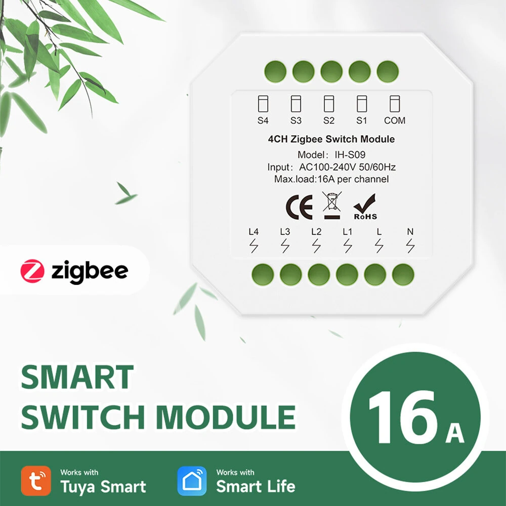 IH-S09 Tuya 1-4CH Zigbe Smart Switch Module 16A/Channel APP Remote Control Timer Schedule Countdown Functions Voice Control with Alexa Google Assistant — view 2