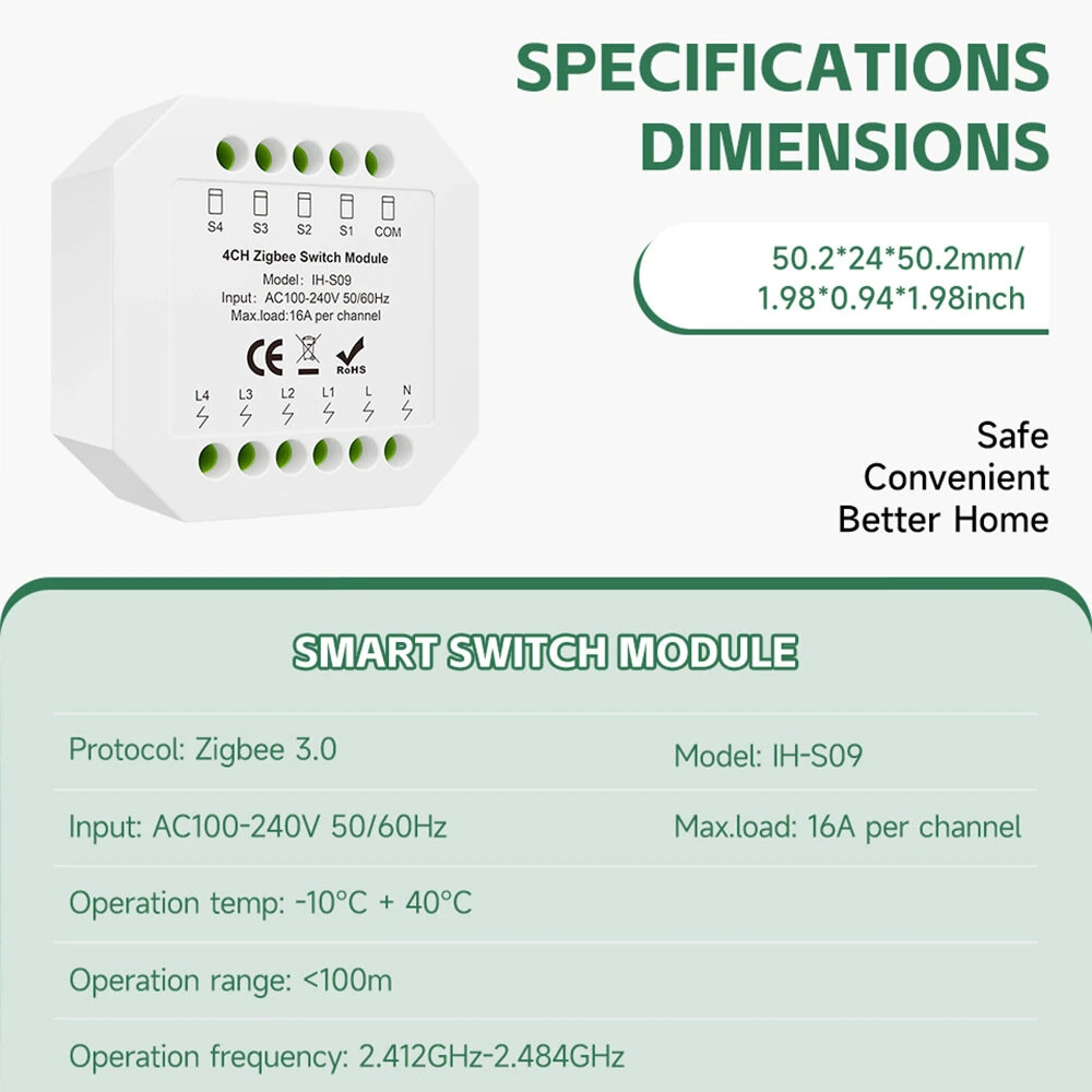 IH-S09 Tuya 1-4CH Zigbe Smart Switch Module 16A/Channel APP Remote Control Timer Schedule Countdown Functions Voice Control with Alexa Google Assistant — view 6