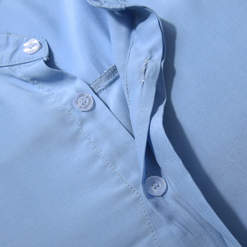 INCERUN Men Breathable Stand-up Collar Silky Solid Color Shirts — view 8