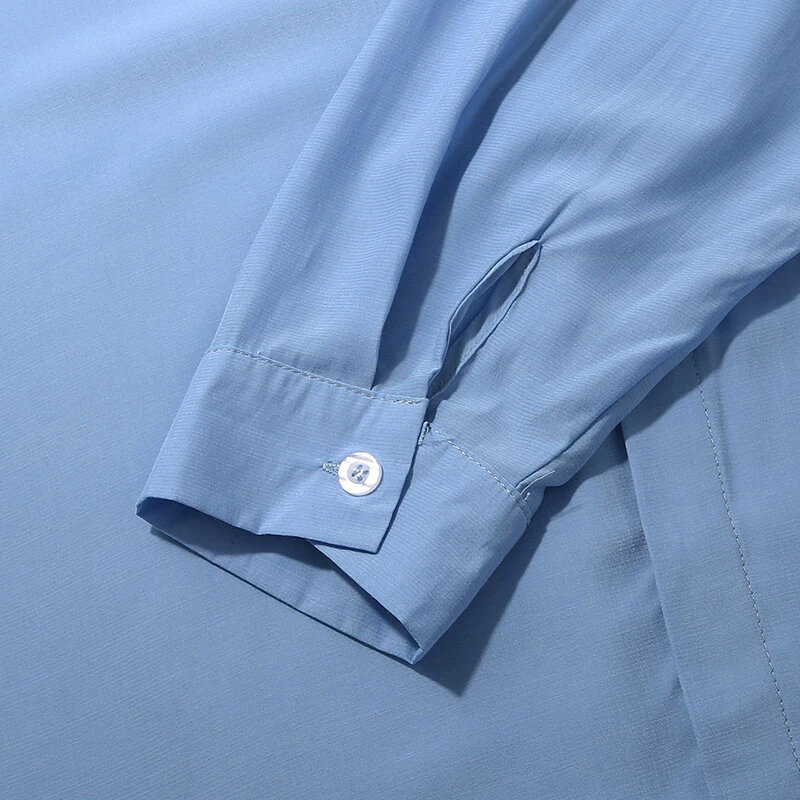 INCERUN Men Breathable Stand-up Collar Silky Solid Color Shirts — view 9