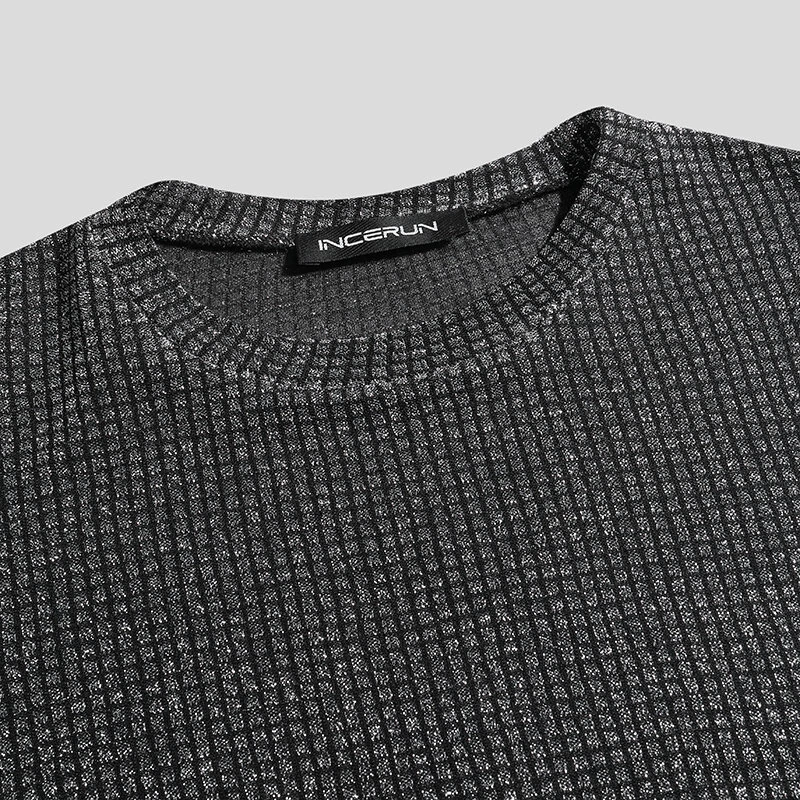 INCERUN Men Mesh Thin Long Sleeve T-shirts Comfortable Loose Fit Sun Protection Crew Neck Top Large Size S-5XL for Spring Fall — view 5
