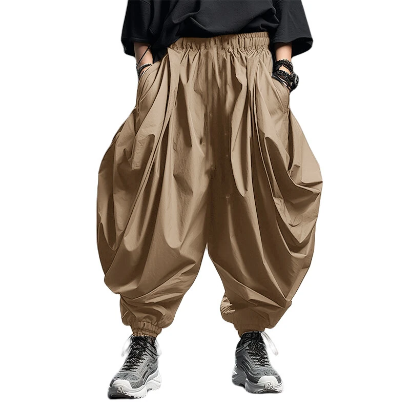INCERUN Mens Pants Drawstring Harlan Trousers Fashion Solid Color Loose Fit Streetwear Male Pants — INCERUN
