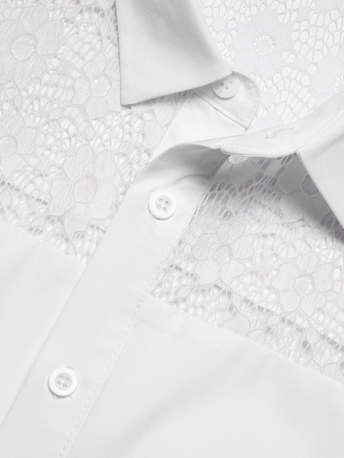 INCERUN Mens Shirt Patchwork Lace Short Sleeve White Shirt Summer Casual Daily Lapel Top Men Clothing — view 4