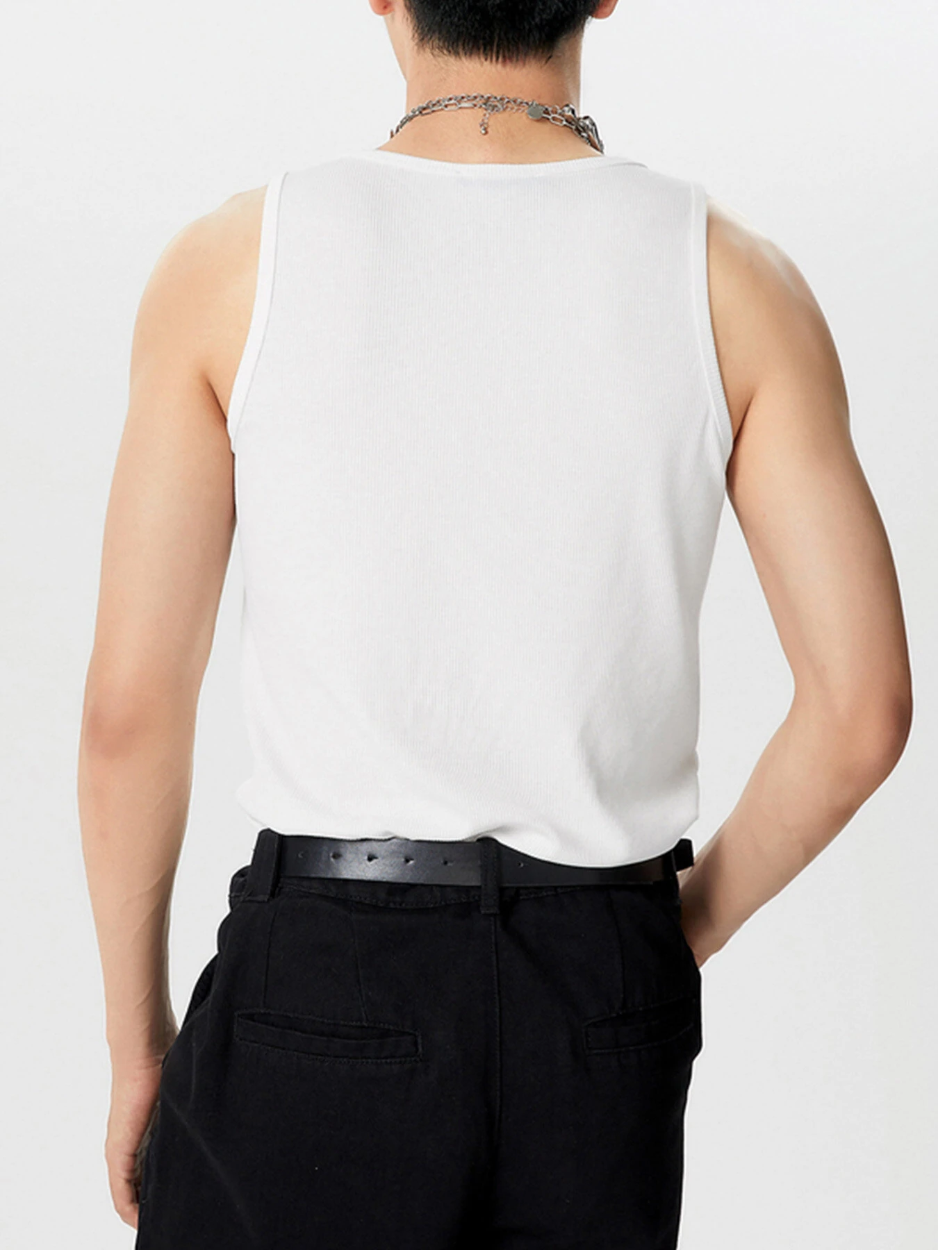 INCERUN Mens Simple Sport Solid Color Knitted Sleeveless Tank Top — view 5